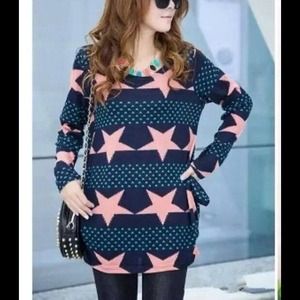 PULL OVER PINK STAR DESIGN