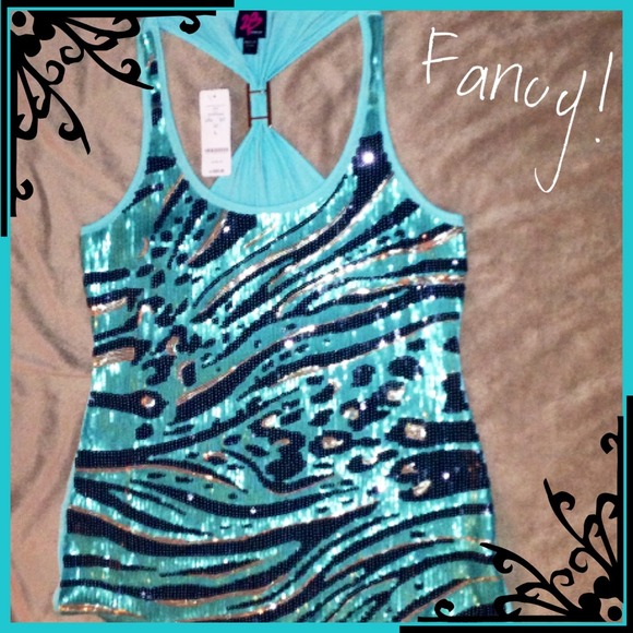 SOLD 2B Bebe Turquoise/Black/Silver/Gold Sequins