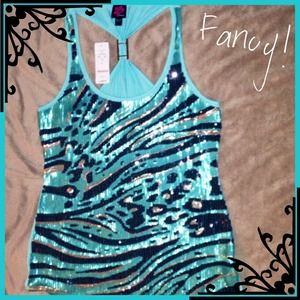 SOLD 2B Bebe Turquoise/Black/Silver/Gold Sequins