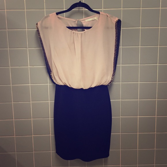 Two-toned mini beaded dress
