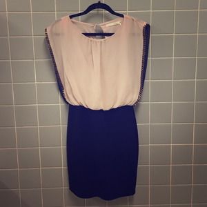 Two-toned mini beaded dress