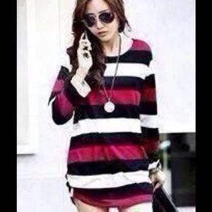 PULL OVER RED,BLK,WHT STRIPES