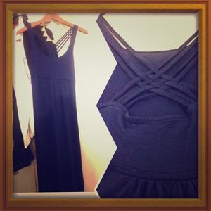 Calvin Klein Navy Blur Maxi razorback Dress