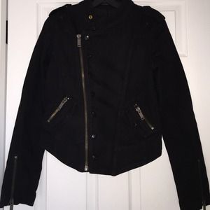 NWOT Black Denim Moto Jacket