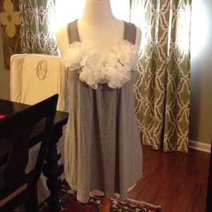 Anthropologie Gray Tank with Flowers