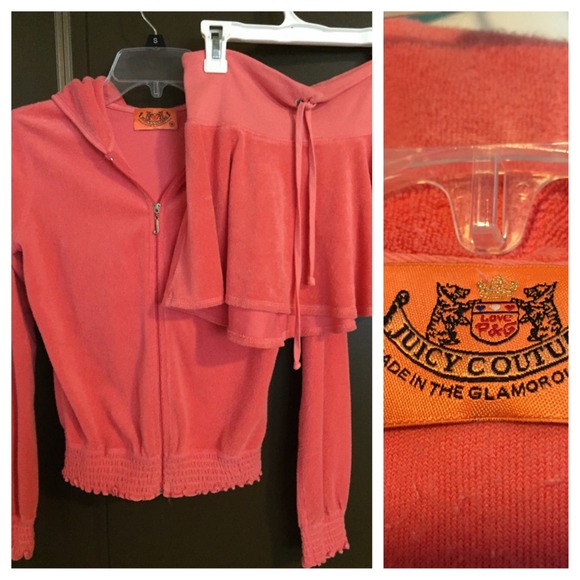 Juicy Couture zip up hoodie and matching skirt.