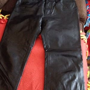 The Gap genuine black leather bootcut lined pants