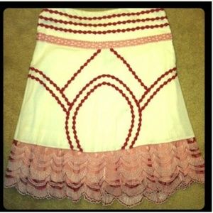 Nwt red and cream skirt from anthropologie size 6