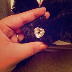 Fuzzy MaryJane Slippers w/ Heart Accent