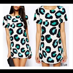 Blue cheetah leopard print summer dress