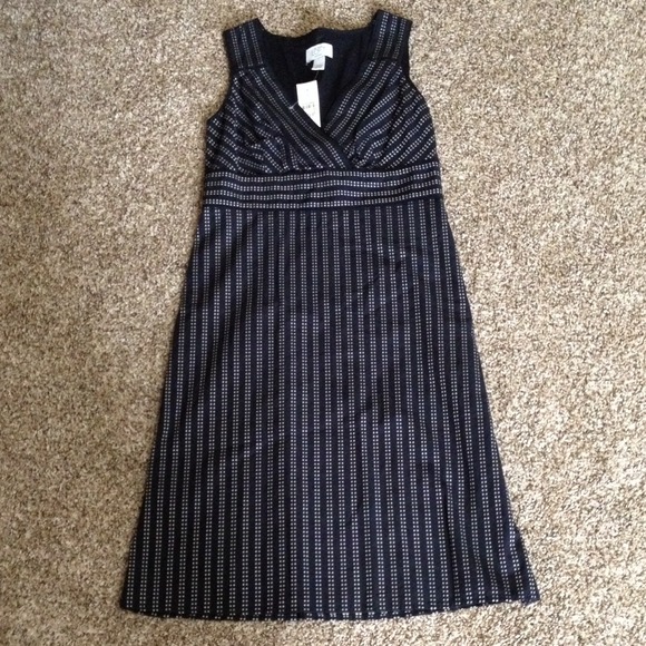 RESERVED NWT Ann Taylor Loft black patterned dress