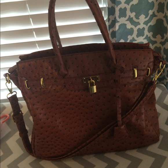 Gorgeous Cognac ostrich handbag