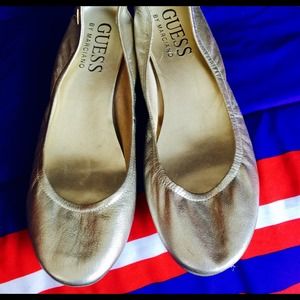 Soft gold Guess wedge heel shoe, size 11