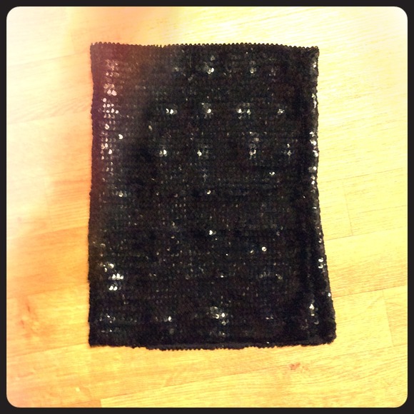 Express Fitted Black Sequin Skirt