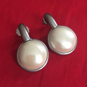 Lia Sophia Silver and Pearl pierced earrings
