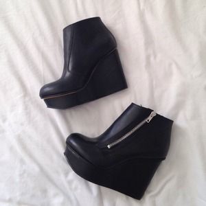 Diesel leather platform wedge