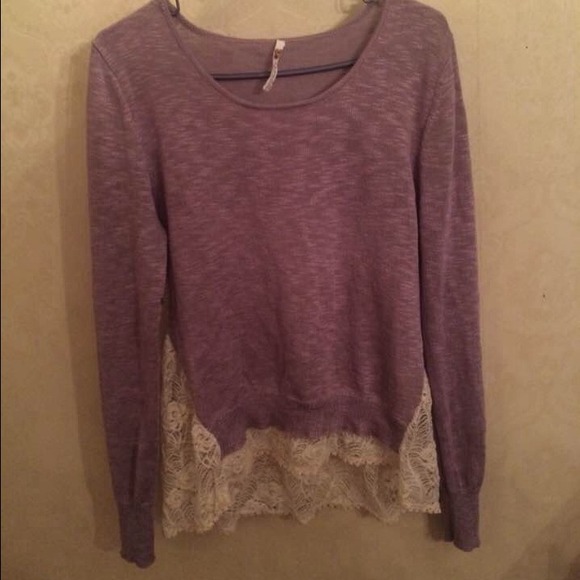 purple & lace long sleeve sweater