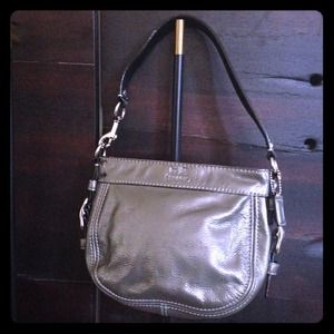 COACH ZOE GRAY PATENT TOP HANDLE BAG