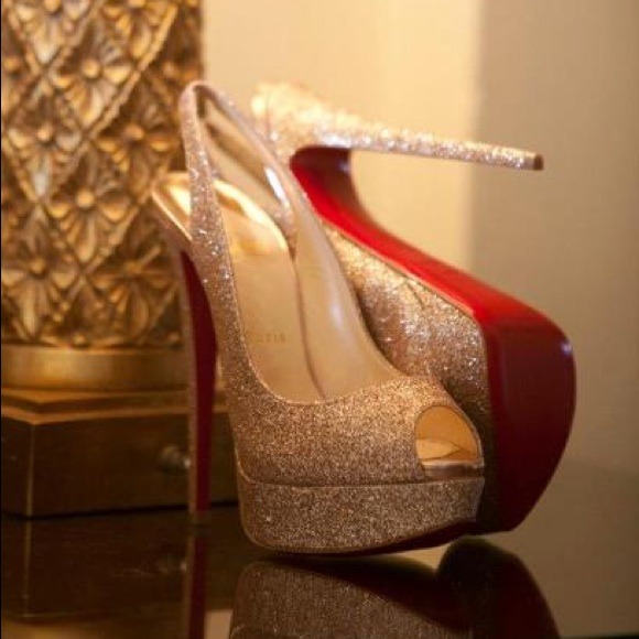 Christian Louboutin Shoes - Christian Louboutin 150 Lady Peep Sling Glitter