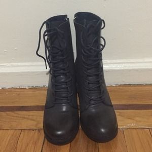navy blue booties combat boots