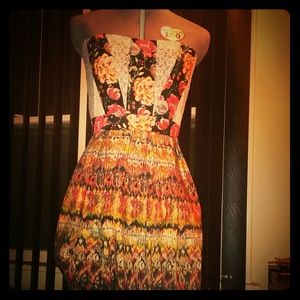 Floral print & lace dress