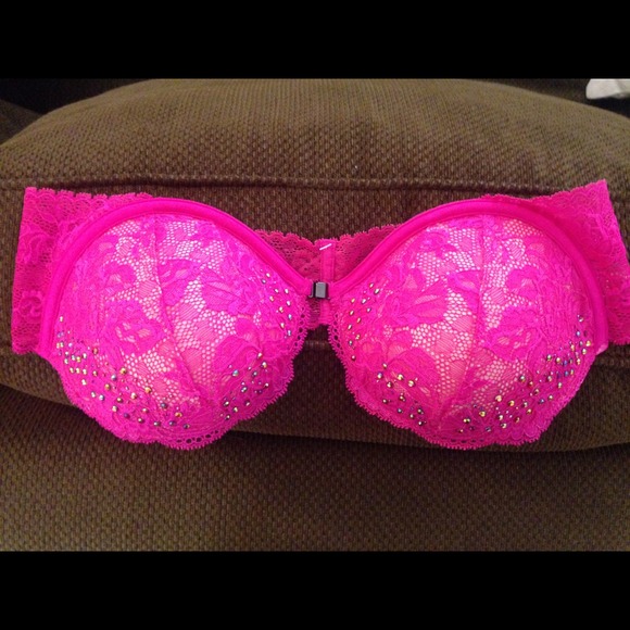 Never-Worn Magenta Bejeweled Strapless Bra