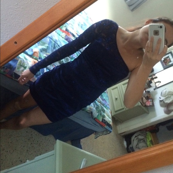 royal blue body con dress