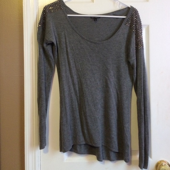 Express grey rhinestone shoulder sweater- small