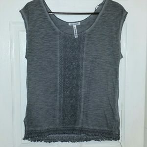 Gray Lace Accent Top BNWOT