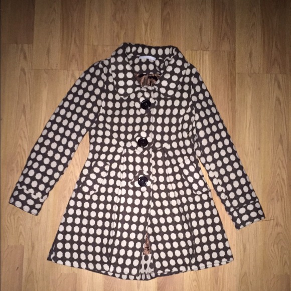 Cream and Brown Polkadot Coat