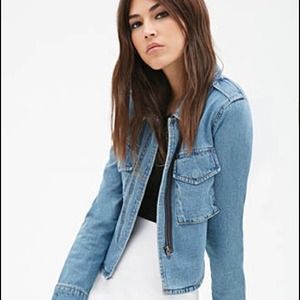 Brand new!!! Forever 21 cropped back denim jacket