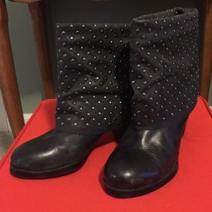 Black Leather Studded Boots