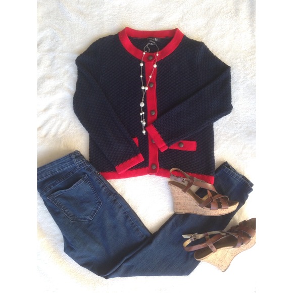 Forever 21 Navy Blue/Red Sweater!
