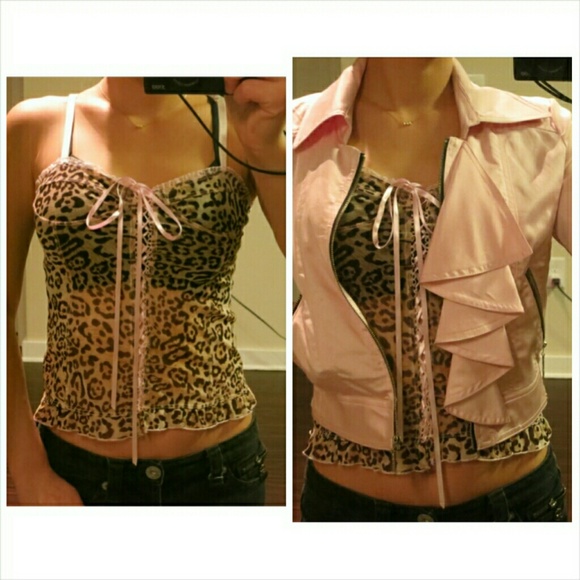 Pink leopard see through top. Xs - Picture 2 of 3