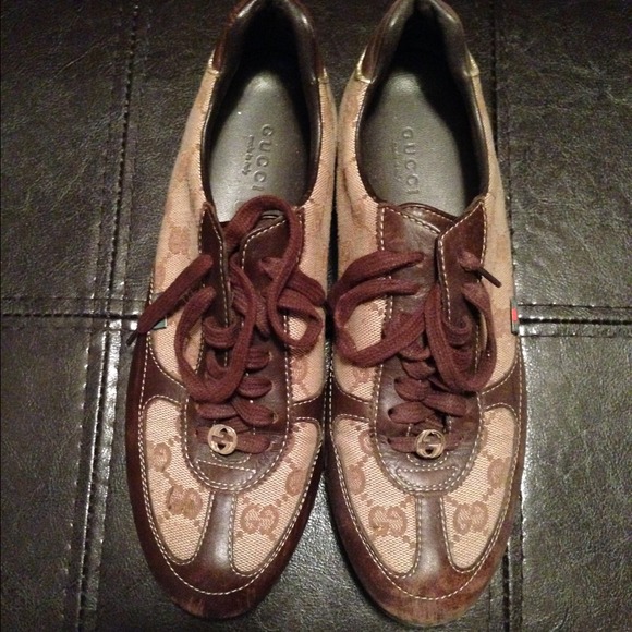 Authentic Brown and Tan Gucci Sneakers