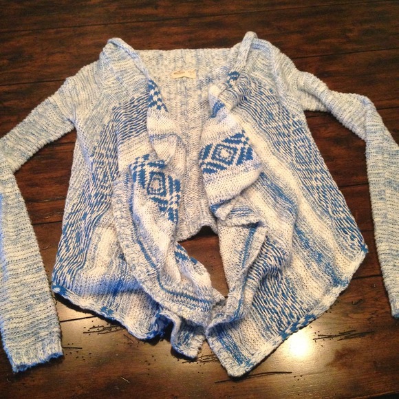 Aztec blue cardigan sweater