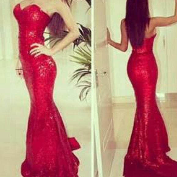Red sequin maxi dress
