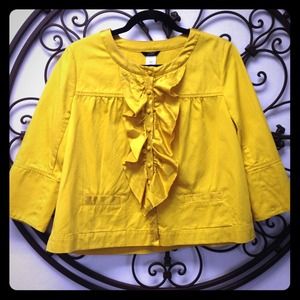 Mustard Yellow J. Crew Ruffle Peacoat