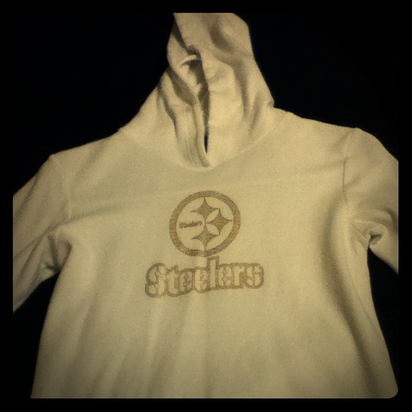 NFL Steelers white women's long sleeve W/ hood LG