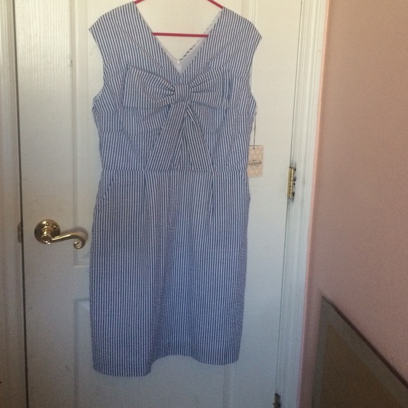 Downeast Clothing Blue Seersucker Bow Dress
