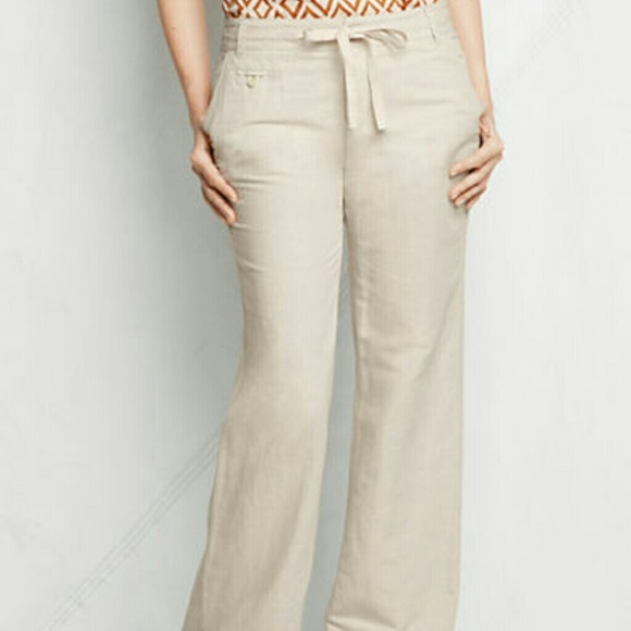 Lands End Fit 2 Wide Leg Linen Cotton Pant