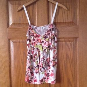 Lauren Conrad strappy floral tank with ruffles