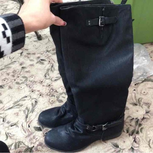 NWT tall black leather riding boots