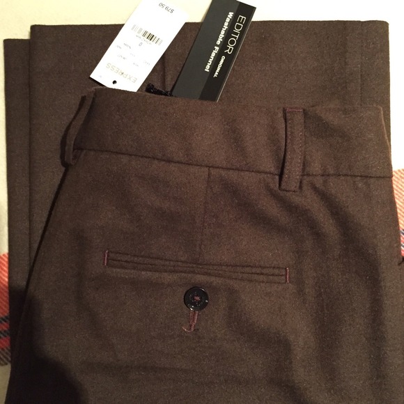 NWT Express Brown Flannel Editor Pants sz 0