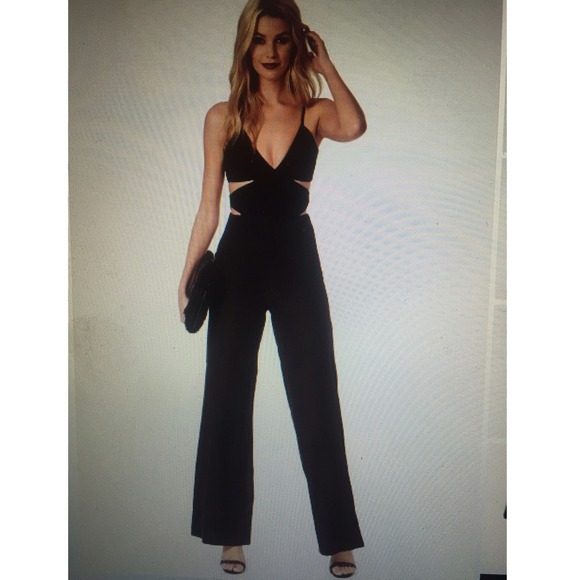 Strappy cut out wide leg jumpsuit
