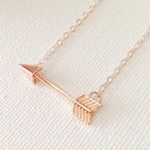 Dainty Arrow Necklace- Rose Gold