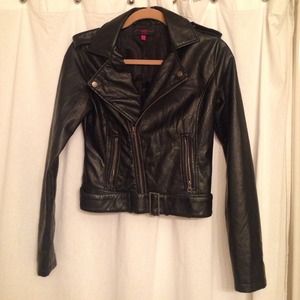 Black pleather moto jacket