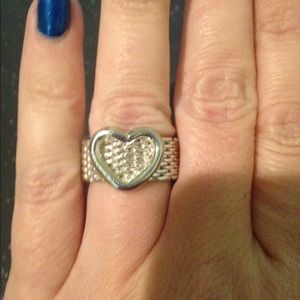 Silver Tiffany Style Heart Band Ring