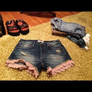 Denim dark wash freepeople shorts