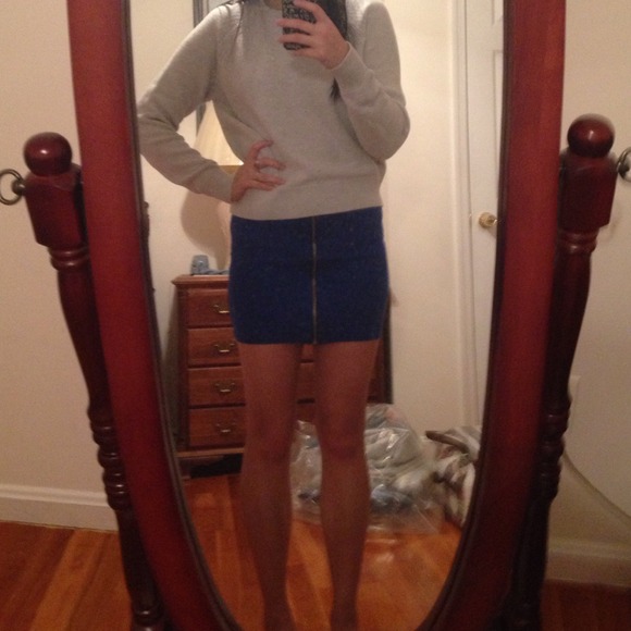 H&M Skirts Hm Blue Exposed Zipper Mini Skirt Poshmark